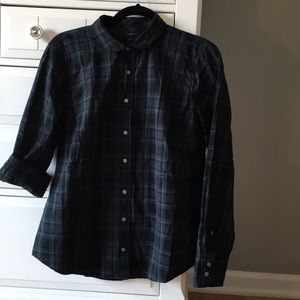 J. Crew Perfect Shirt Blue Green Plaid Sz 12